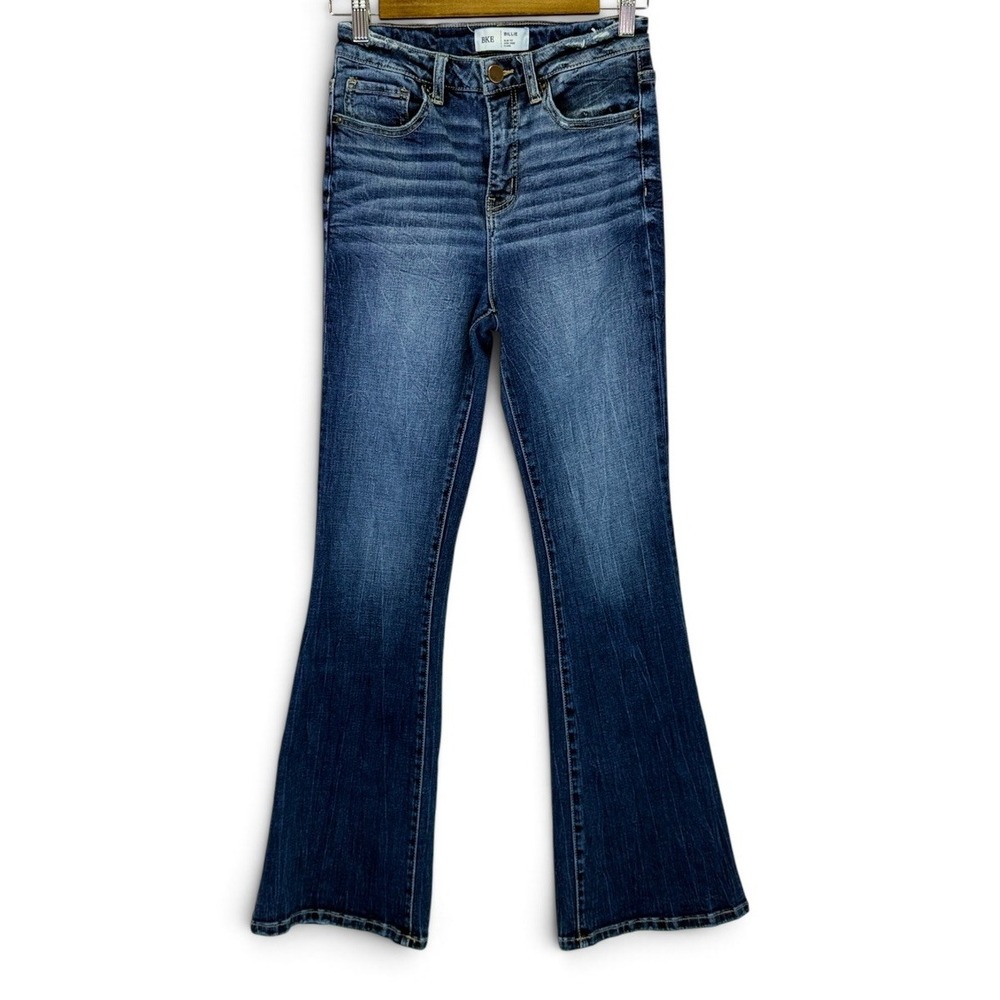 BKE Billie Slim Fit High Rise Dark Wash Flare Jean Womens Size 27 X 31.5